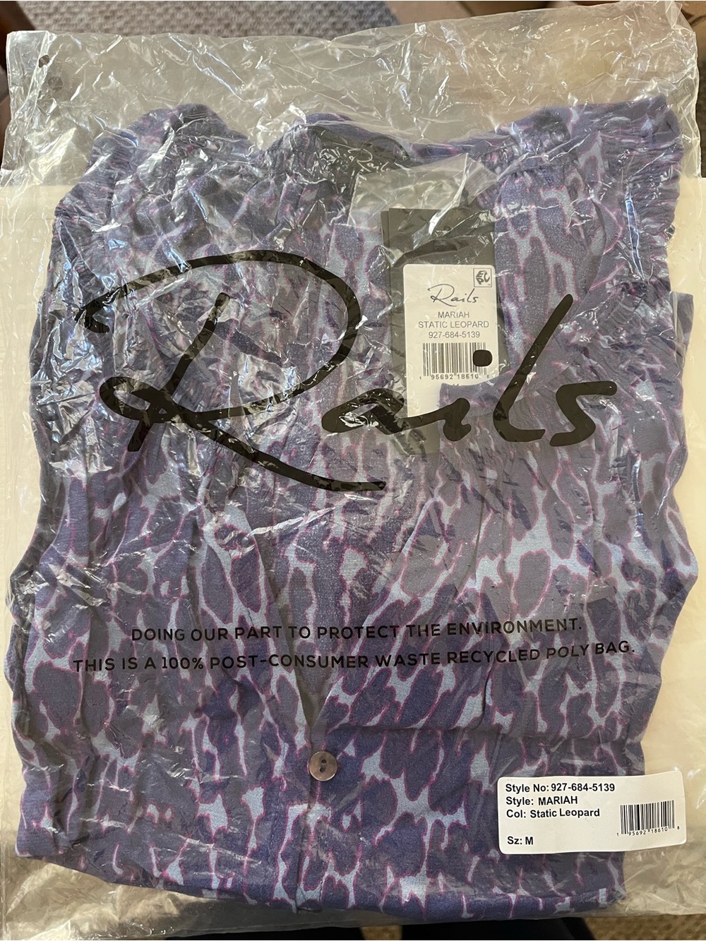 Rails Mariah Button-Down Shirt in Purple Static Leopard